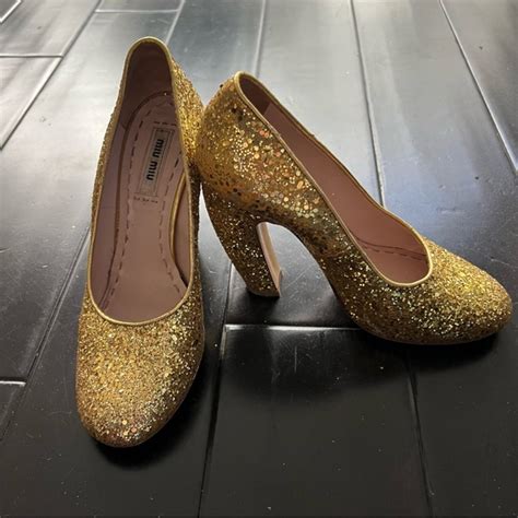 miu miu gold glitter pumps|Women's pumps shoes .